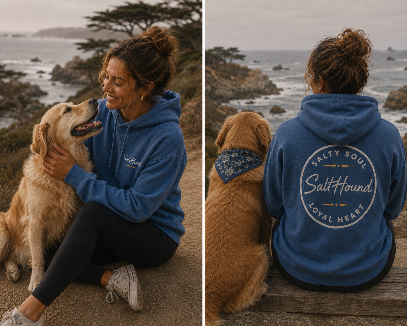 Salt Hound The Heritage Collection - Hoodie in Pacific Royal Blue, front and back view