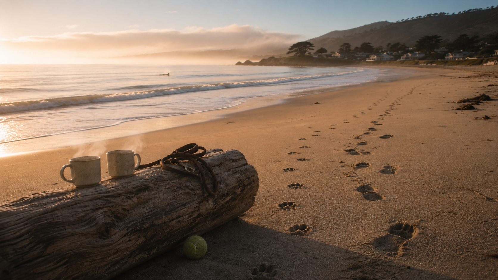 A peaceful coastal scene representing the Salt Hound mission